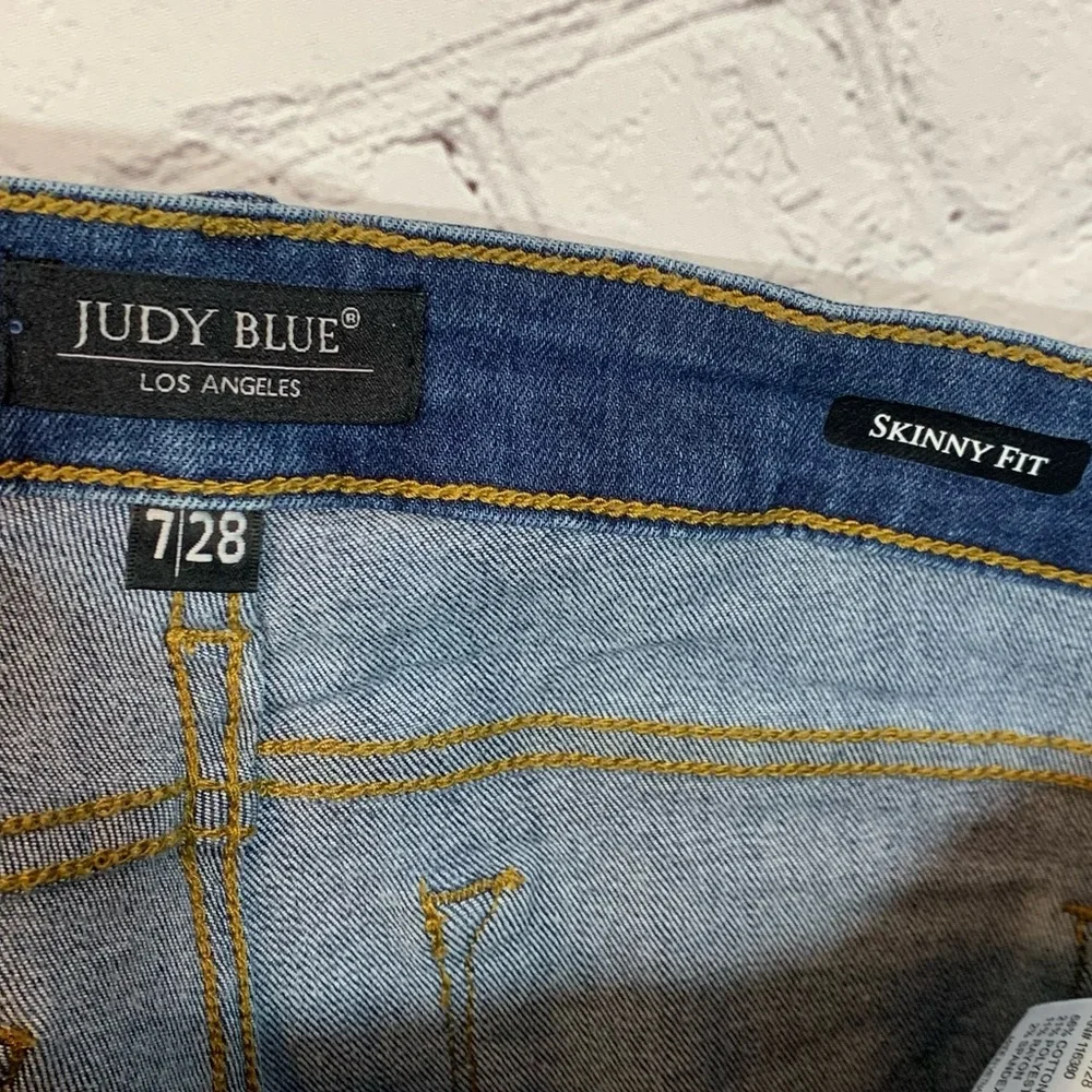 Judy Blue Dark Blue Leopard Patch Skinny Jeans - Picture 7 of 8
